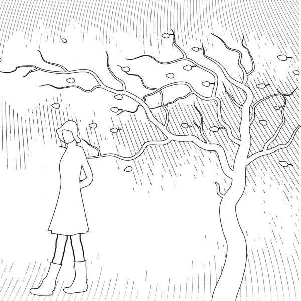 Coloring page girl welcomes October